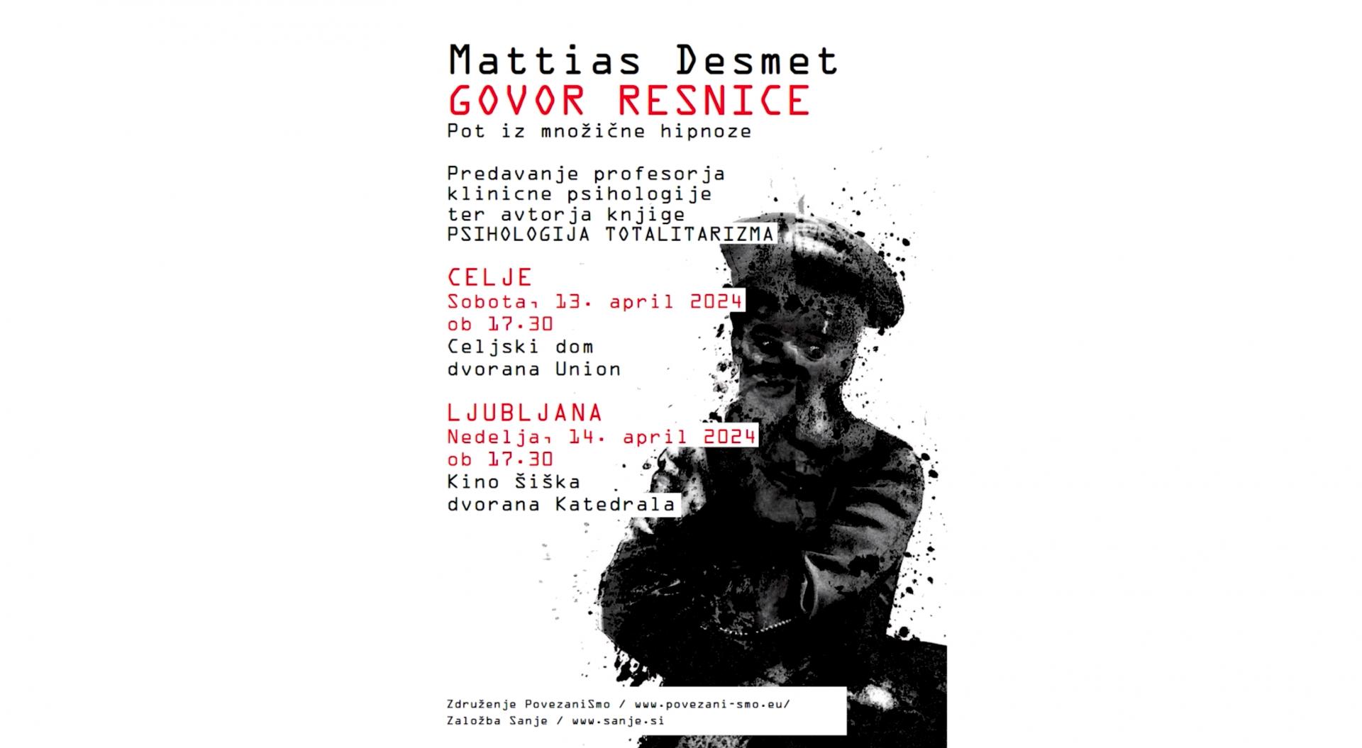 Mattias Desmet: Govor resnice – Pot iz množične hipnoze (neskrajšana izjava ob napovedanem obisku Sl